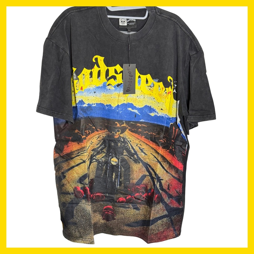 Godspeed Rarity Collection MMXXIV Skeleton Biker Graphic T-Shirt Black Large NWT